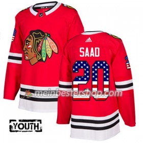 Chicago Blackhawks Brandon Saad 20 Adidas 2017-2018 Rot USA Flag Fashion Trikot Authentic - Kinder